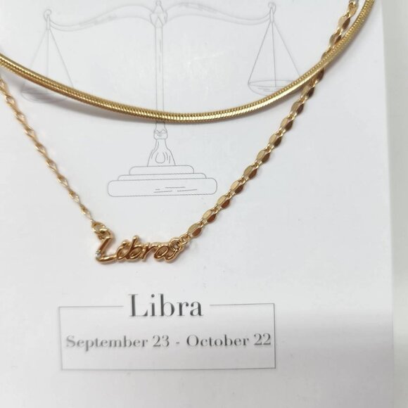 Time And Tru Libra Necklace Set - 16" & 18" Gold Tone with Extenders - Picture 3 of 7